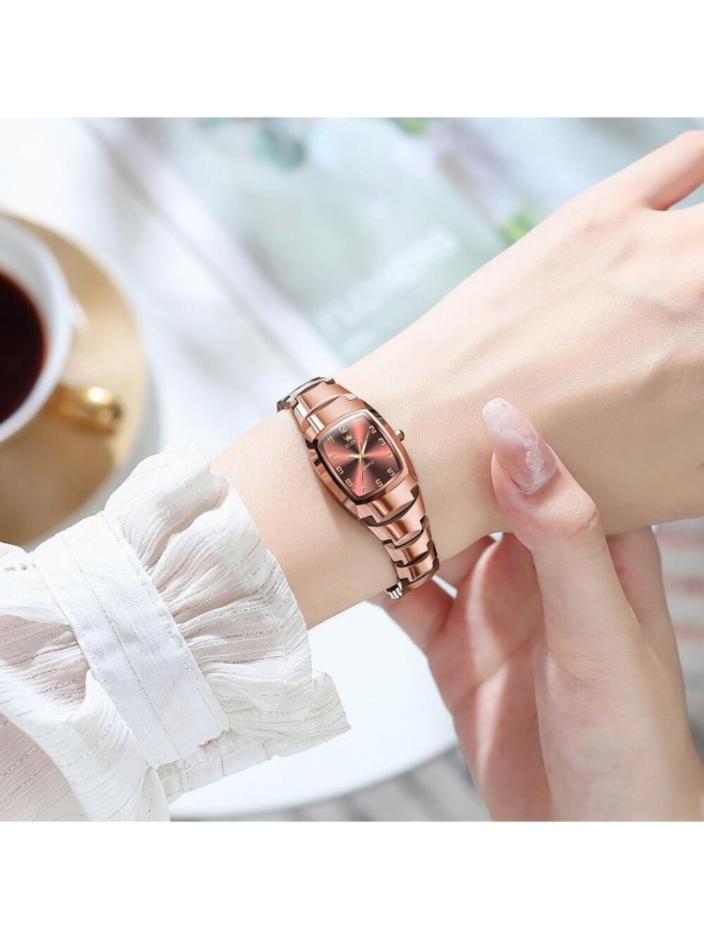 Women's Rose Vintage Luxury Dress Analog Stainless Steel Casual Wrist Watch - Picture 2 of 6